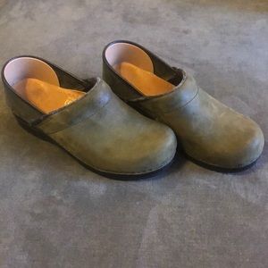 Forest green leather Dansko made in Denmark.
